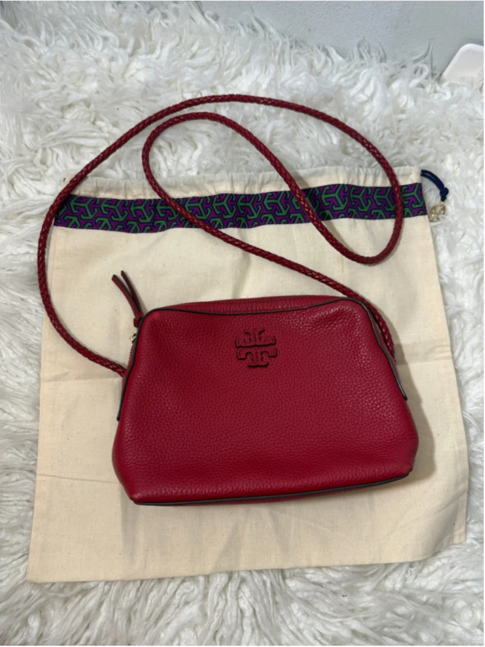 Tory Burch Deep red crossbody with braided strap small